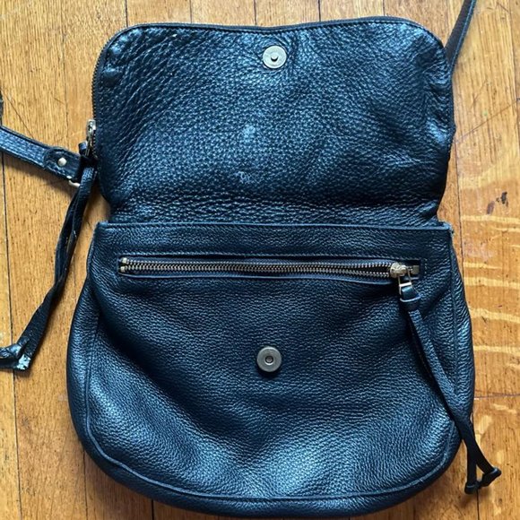 Roots Shoulder Bag I Black Pebbled Leather I Crossbody purse - Picture 2 of 3